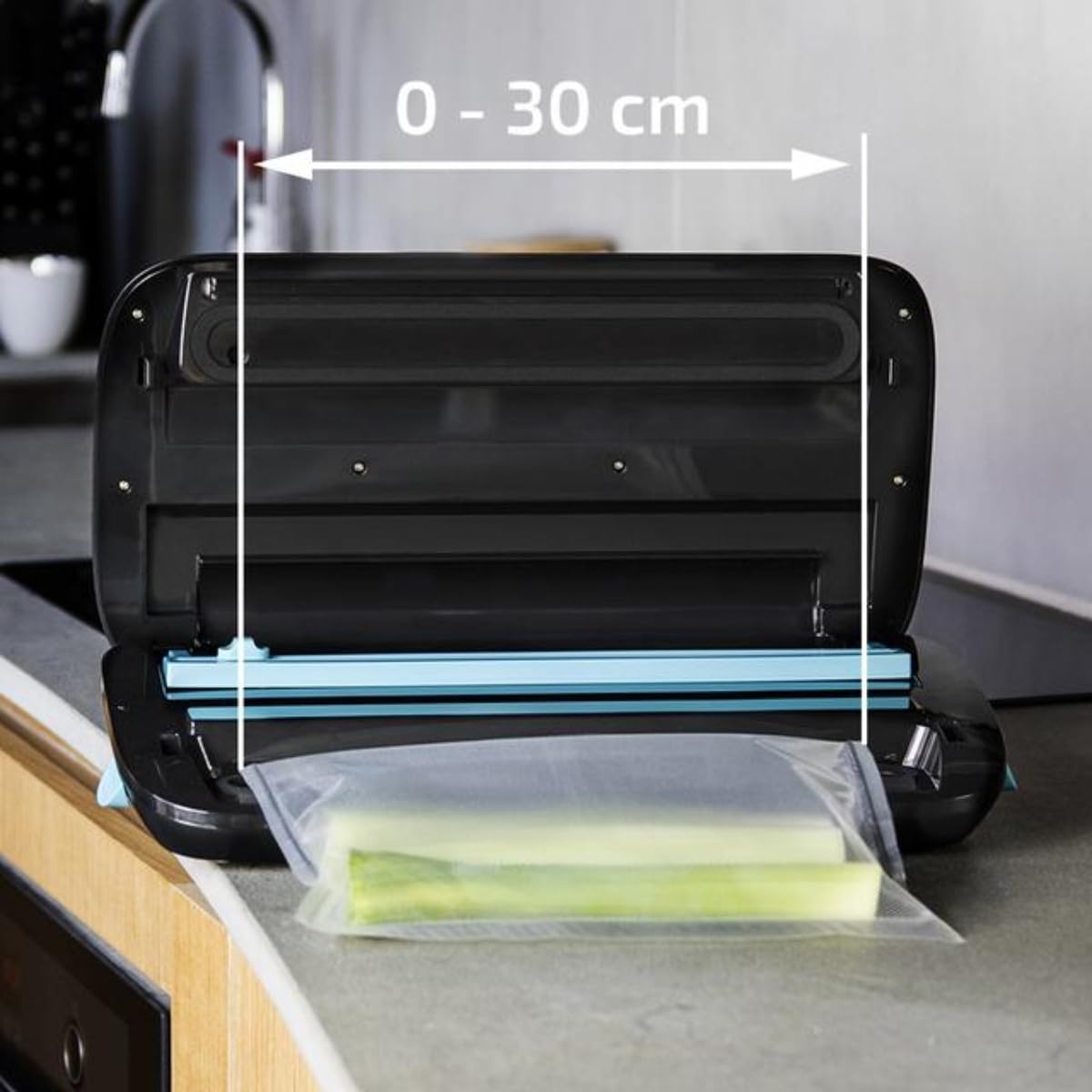 Cecotec Vakuum-Verpacker SealVac Steel, luftdichte Vakuumverschließung, 0,9 bar, Versiegelungslänge bis 30 cm, Saugkapazität 24 L/min, 5 Tüten, Folienrolle