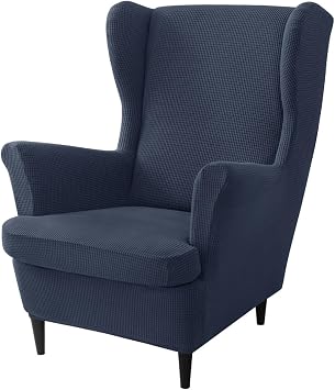 SZJIAHTM 2 Piece Stretch Wingback Jacquard Chair Slipcover Universal Wing Chair Covers Slipcovers with Elastic Bottom High Back Armchair Covers for Living Room Bedroom