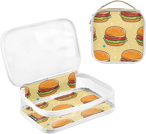 Miniatura 3 de Funny Hamburger Clear Toiletry Bag for Traveling,2 Pack Makeup Cosmetic Bag with Zipper,Travel Bag for Toiletries,Travel Essentials 21215140