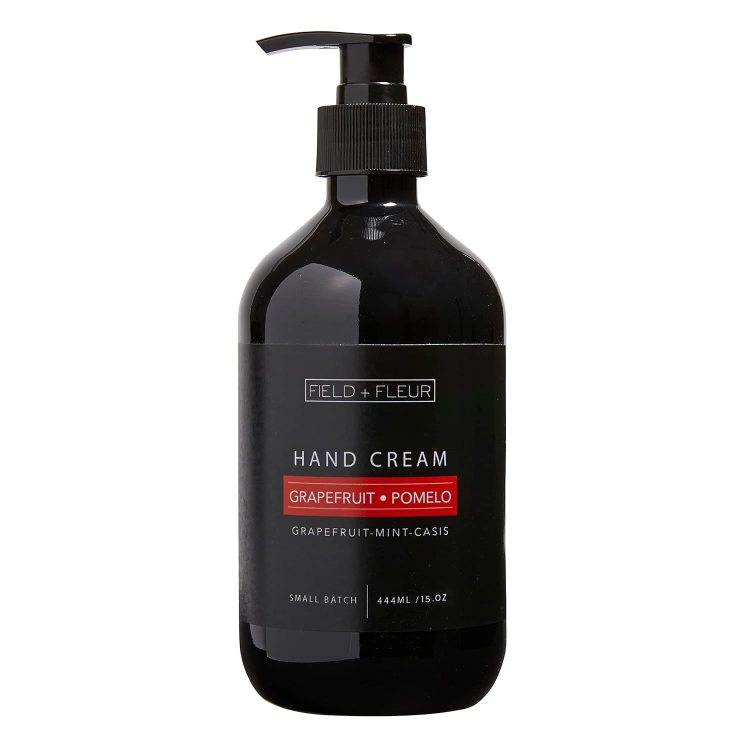 FIELD FLEUR Cut Grass 15oz Hand Cream. Enriched with Vitamin E, Aloe, Nourish and Protect the Skin. Notes of clover & green grass & finishes with fresh-cut wisteria & jasmine. Made in the USA