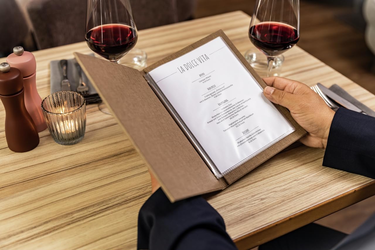 Sigel SM181 Double Transparent Pockets, for menu folders with Elastic Binding, for A5, 10 Pieces