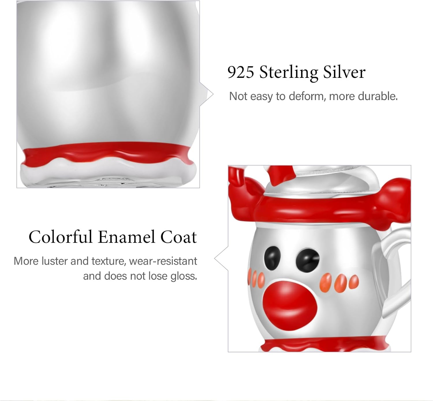 GNOCE Christmas Cup & Candy Cane Pendant Charm Sterling Silver Dangle Christmas Charm Fit Bracelet/Necklace for Women Wife/Jewelry Gift - Image 7