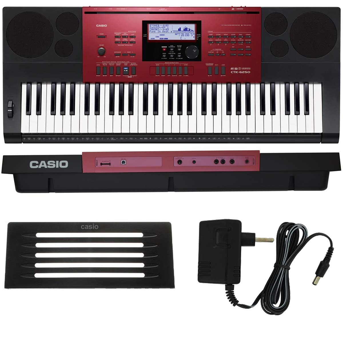 Teclado Casio Ctk-6250 61 Teclas Preto e vermelho : Amazon.com.br