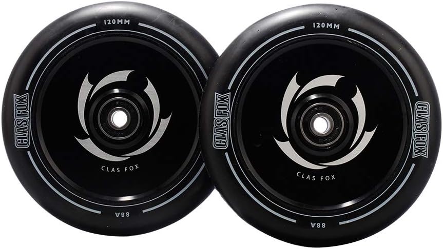 1 Pair Pro Stunt Scooter Wheel Hollow Wheels with Abec 9 Bearings for MGP/Razor/Lucky/Envy/Vokul Scooter (2pcs) (Black-Rainbow, 120MM)