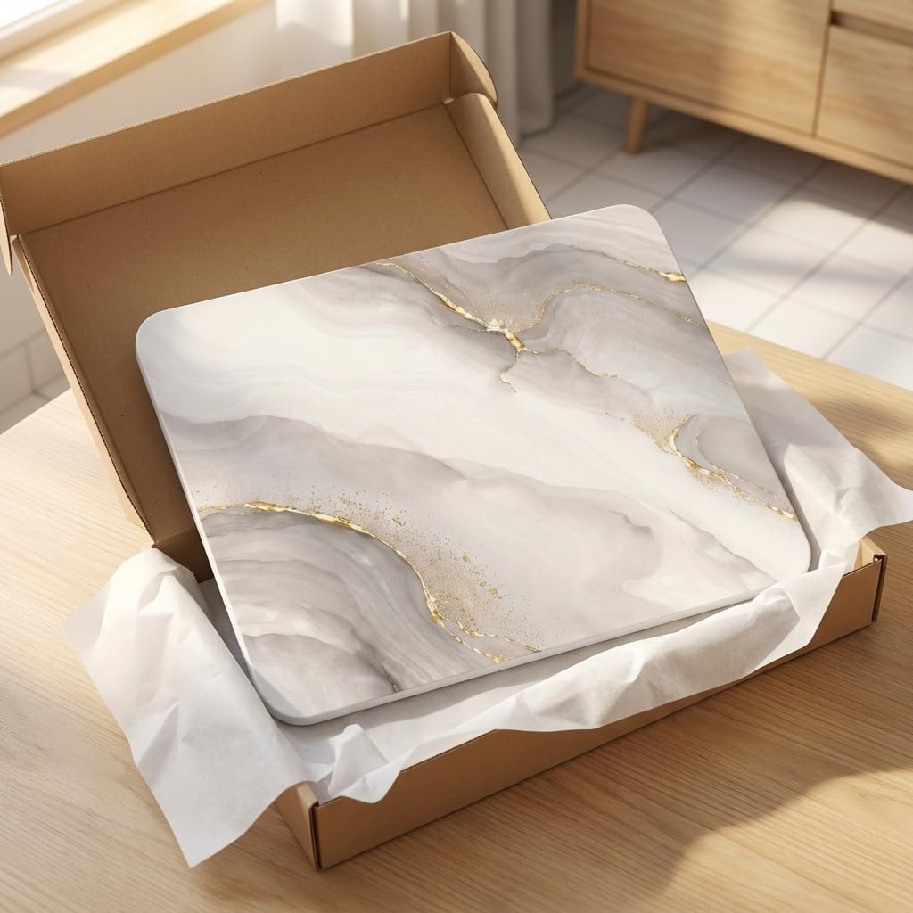 Tappeto diatomite bagno (60 x 40 cm) - Pietra assorbente ad asciugatura istantanea, antibatterico e antiscivolo, per doccia e cucina, effetto marmo avorio