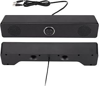 350T Computer Speaker, USB Powered Wired Computer Horns 3.5mm Input Soundbar with Volume Control for Desktop PC Laptop Tablet