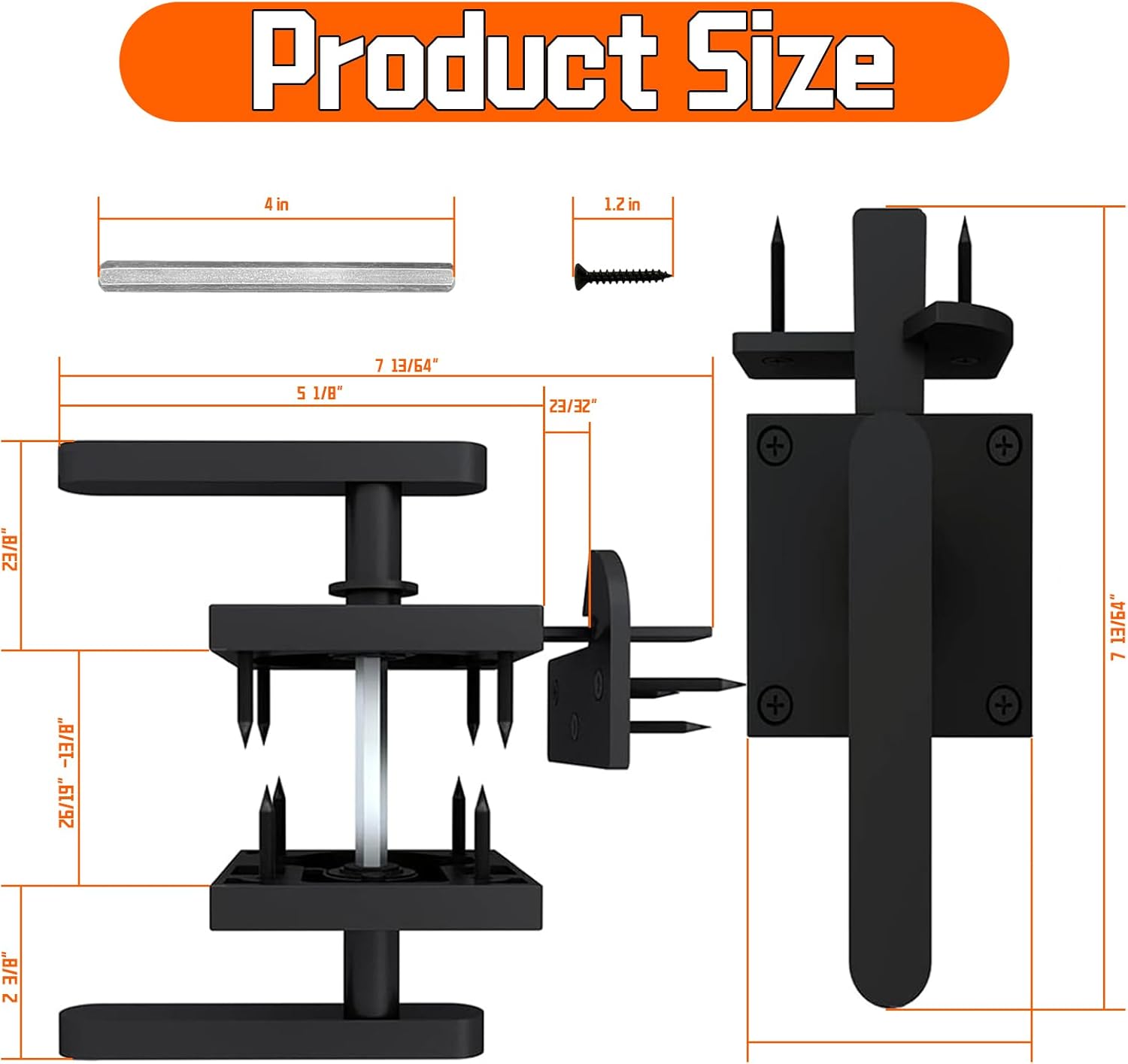 Double Sided Gate Latch, Heavy Duty Black Gate Latch for Wooden Fence, Aluminum Swinging Door Latch Gate Hardware for Outdoor Fence, Matte Black Fence Latch for Wooden Gates, Pool Gate