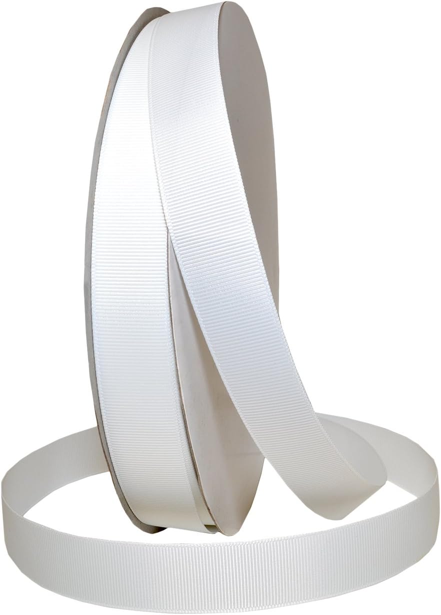 Morex Ribbon Grosgrain Fabric Solid Color Ribbons, Gift Wrapping, Christmas and Wedding Décor, for Crafting and Floral Arrangements, 7/8" x 100 Yd, Off White