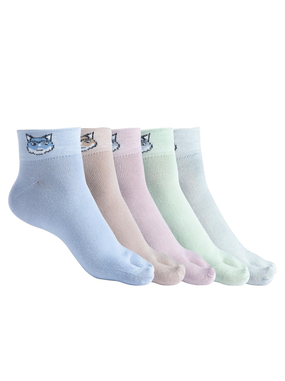 Womens Cotton Blended Low Ankle Sneaker Socks – Soft, Stretchable, Comfortable Thumb Design, Lightweight, Multicolor Style, Pack of 5