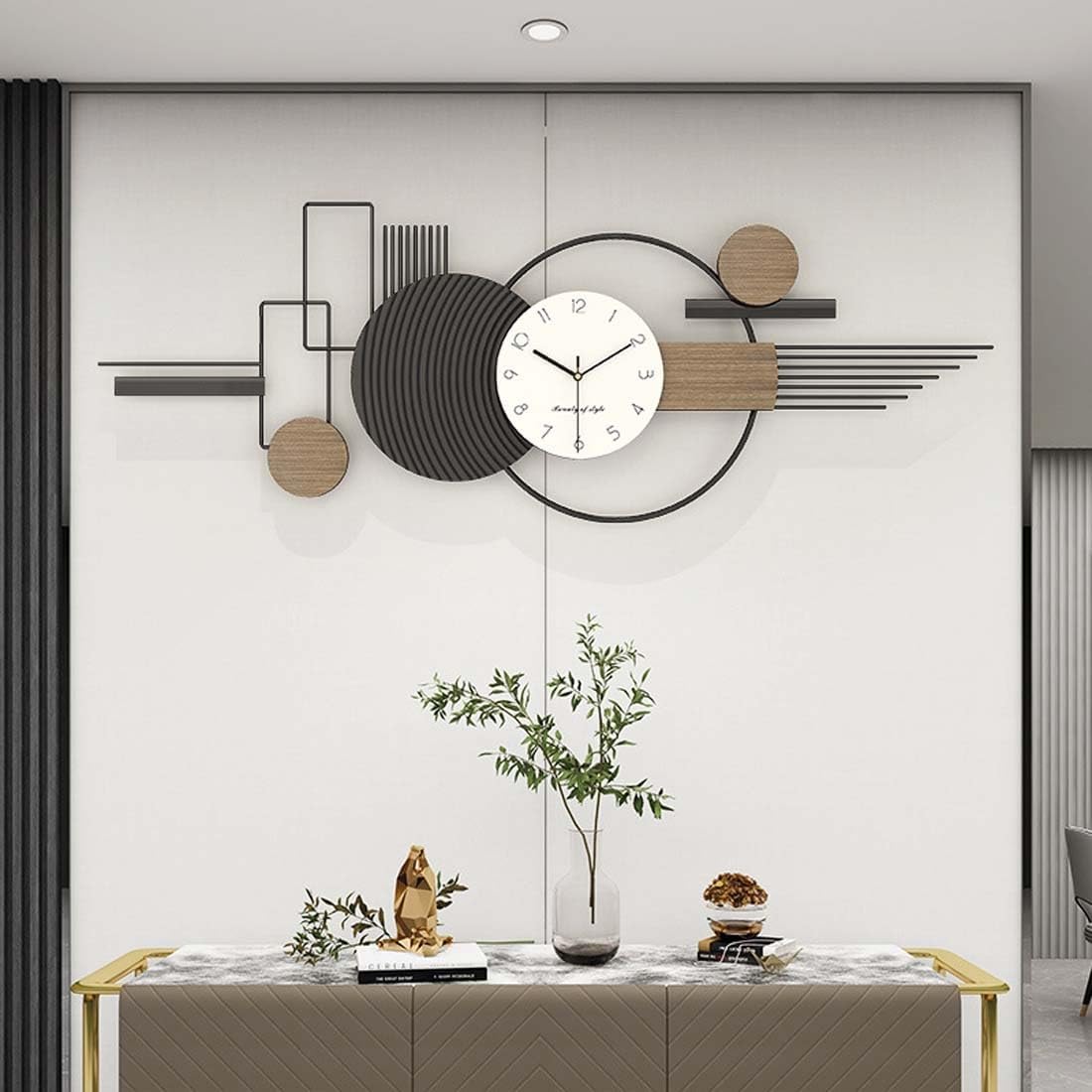 Large Wall Clock- Black and White Silent Quartz Clock for Living Roo Office Bedroom Stylish Durable and Decorative Design(130 * 45cm)