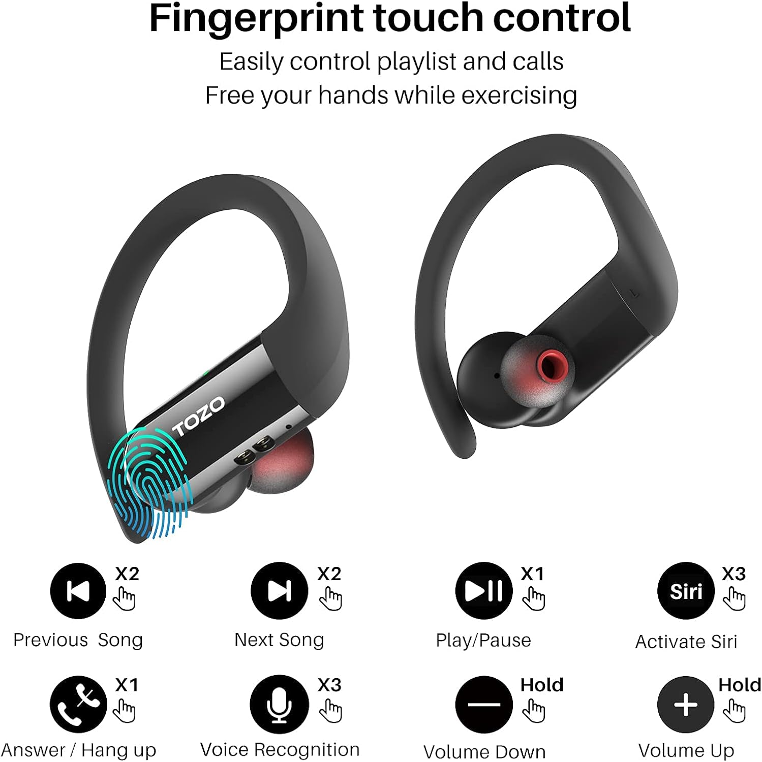 Get Discount Offer TOZO T5 Bluetooth Headphones True Wireless Earbuds Sport Earphones Touch Control Headset with Wireless Charging Case Bass Stereo,Built in Mic Sweatproof for Running, Gym, Workout,