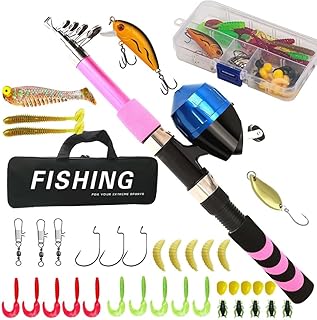 Jian1004 Caña de Pescar Combo de caña y Carrete for Pesca de Carretera, portátil, telescópico y Ligero para Pesca en Agua Salada y Dulce(Pink)