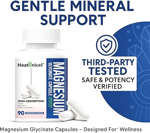 Miniatura 2 de Cápsulas de glicinato de magnesio de 400 mg quelatado, suplemento suave para aliviar el estrés, apoyo cardíaco y muscular, sin OMG y sin gluten, 90