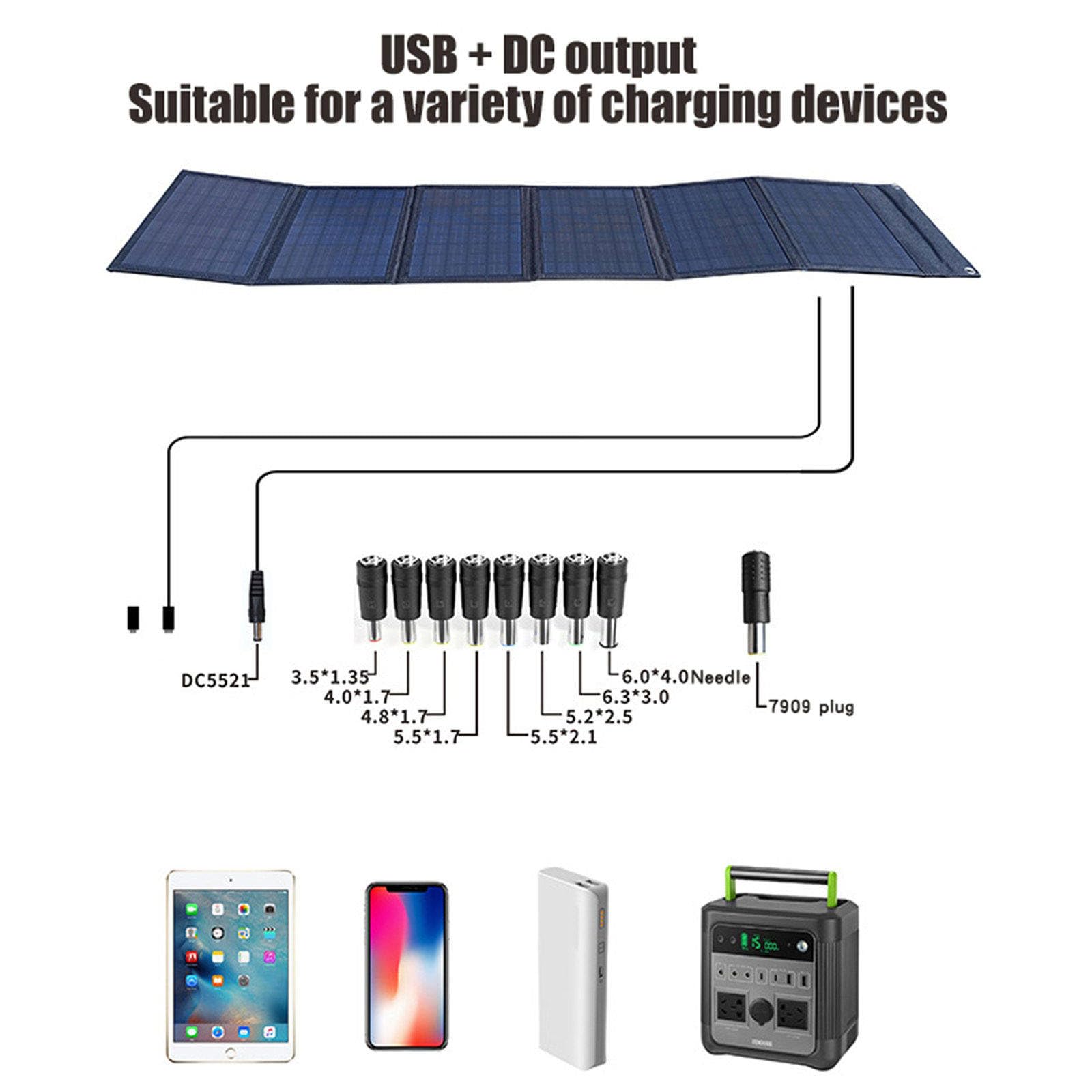 Pannello Solare Pieghevole Borsa Pieghevole Solare Pannello di Ricarica Solare Portatile Esterno,50W
