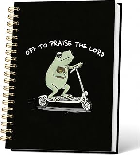 Funny Christian Frog Bible Journal Notebooks,Off To Praise The Lord Hardcover Notebook Journal, Religious Prayer Journal Frog Gifts for Women, Bible Prayer School Office Supplies for Women Men, 5.5x8.3in