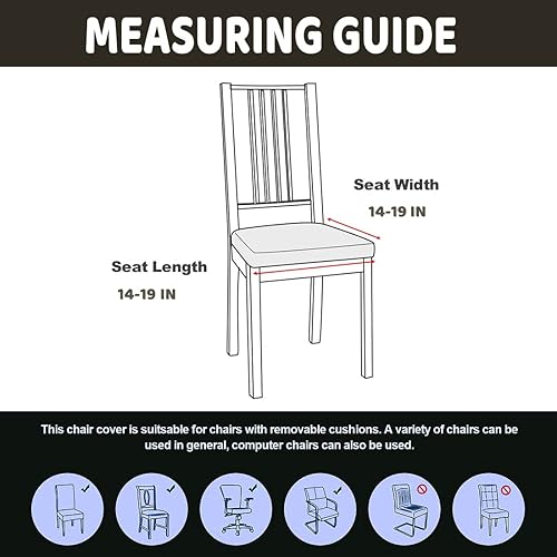 Miniatura 2 de SONNACH Funda de asiento impermeable para sillas de comedor, extraíbles y lavables, tapizadas, resistentes al agua, fundas de cojín decorativas