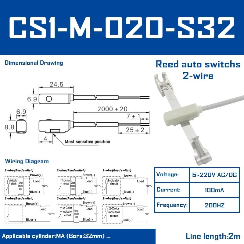 Interruptores magnéticos de láminas CS1-G para cilindro neumático CS1-M-020-S32 2