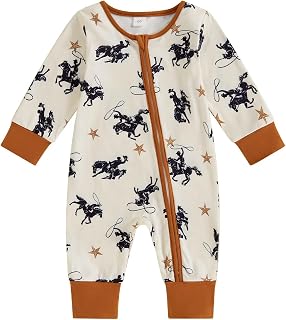 Western Baby Boy Clothes Cowboy Baby Outfit Knight Romper Jumpsuit | Infant One-piece Jumpsuit, Side Zipper Newborn Fall Winter Clothes, Long Sleeve Cowboy Outfit for Boys, 0 3 6 Months