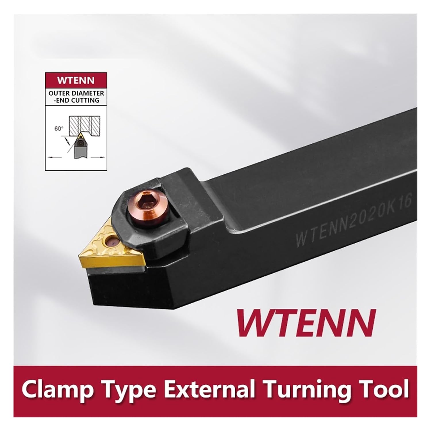 Metal indexable Turning Blade 1PCS WTENN2020K16 External Turning Tool Lathe Bar Holder Cutting Cutter