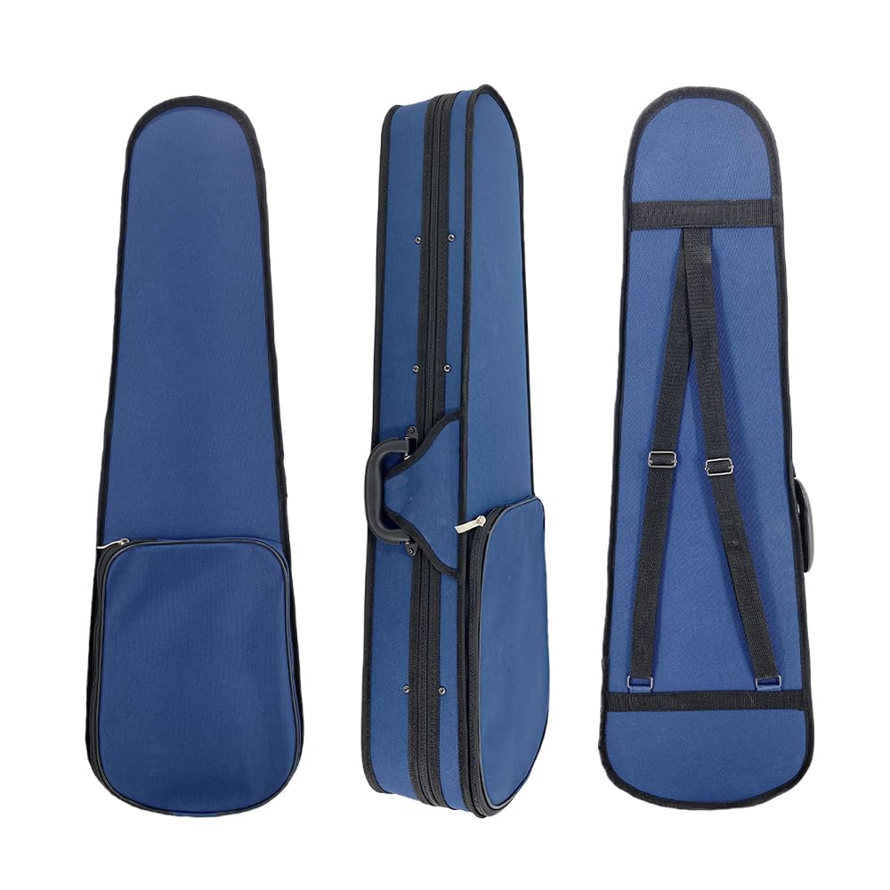 Custodia per violino 4/4 full size con cinghie per zaino, custodia rigida ultra leggera da viaggio con supporti per archetto, igrometro e tasca per spartiti musicali, Triangolo Blu, Popolare