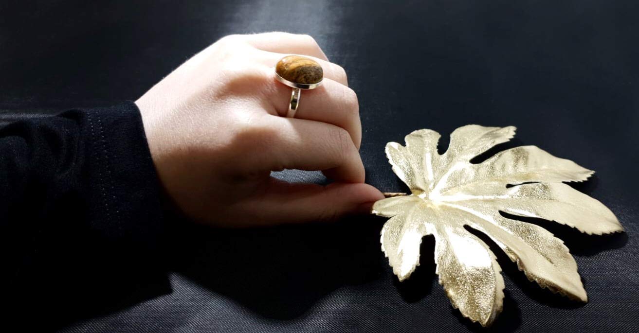 Anillo de Plata 925 con Jaspe Paisaje (Piedra Natural) 18x13mm - Disponible Anillo Ajustable y Fijo, Tamaño de XS a XXXL, para Hombre, para Mujer - Caja Regalo Gratis