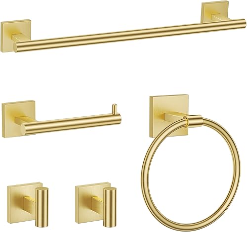 Miniatura 9 de TURS Juego de 5 Piezas de Accesorios de Ferretería de Baño de Níquel Cepillado, Juego de Barras para Toallas de Baño de Acero Inoxidable SUS304, Kit