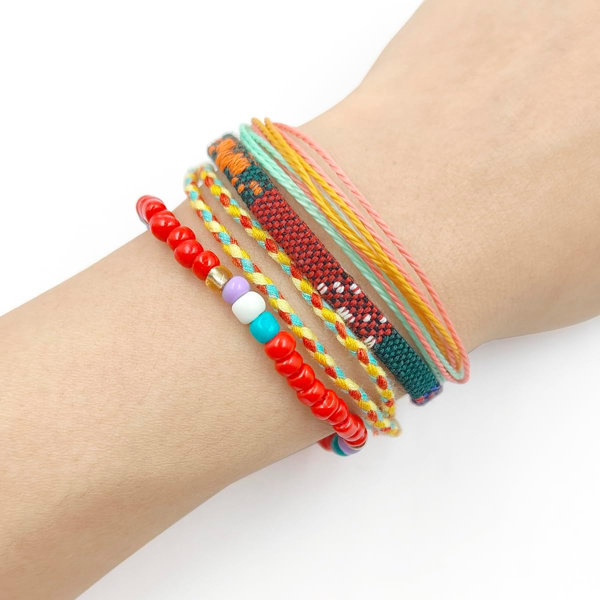 24Pcs Boho Surfer Bracelets Anklet Adjustable Beaded Anklets Handmade Braided Bracelet Colorful Summer Beach String Rope Ankle Bracelets Braided Rope Wrist Friendship Bracelet Boho Jewelry for Women - Image 4