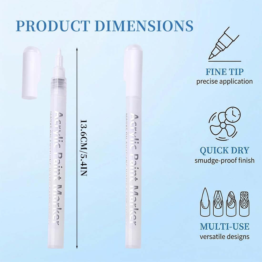 2 Pezzi French Nails - Penna Bianca Per Unghie Creativa, Set Di Unghie In Gel E Manicure, Penna Francese Di Precisione Per Nail Art