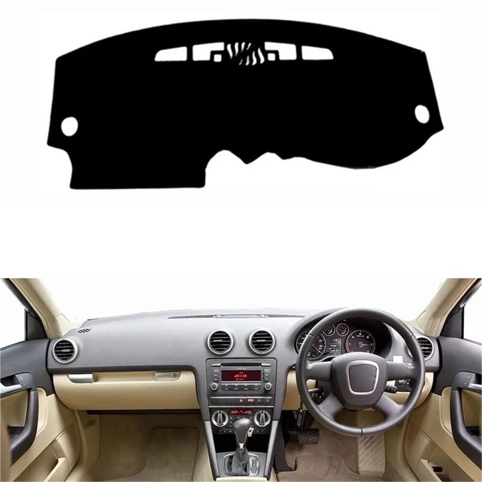 Tapis protecteur Couverture Tableau Bord Intérieur Voiture Tapis Protection Pour A3 8P 2003 – 2012 LHD RHD(Noir,RHD)