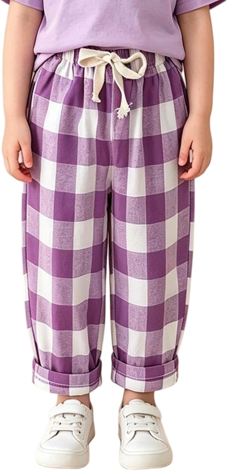 Girls Wide Leg Sweatpants Elastic Waisted Baggy Pants Loose Causal Joggers with Pockets