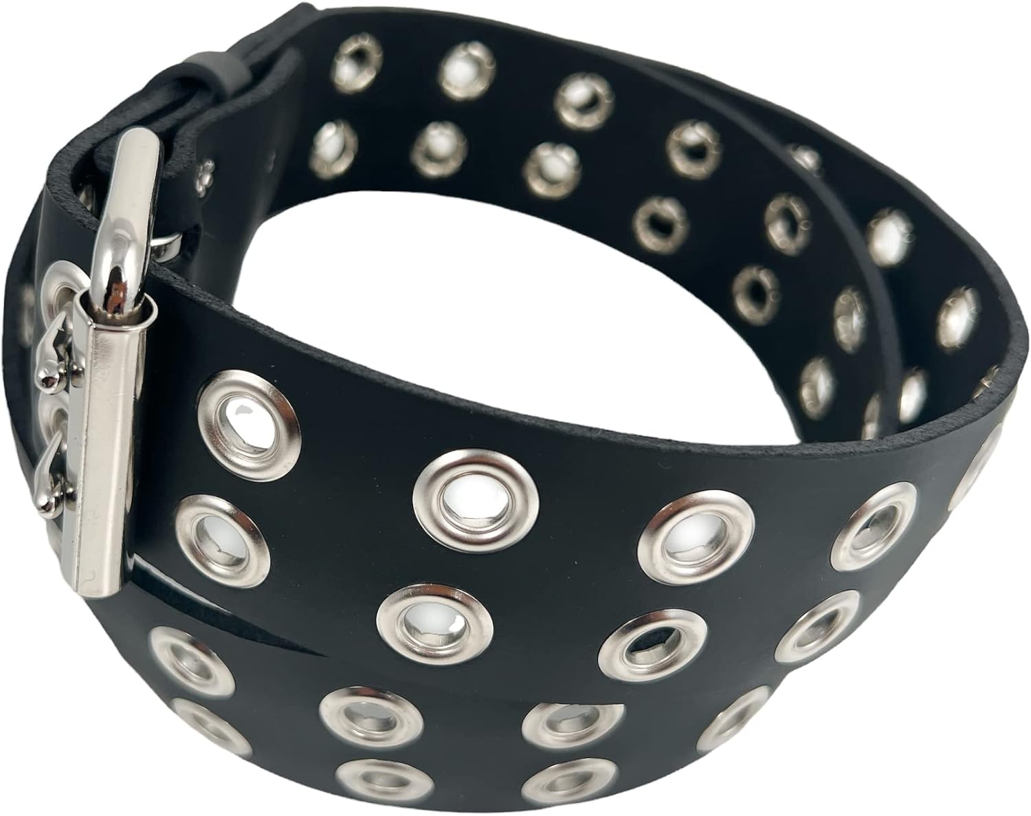 Funk Plus Grommet Eyelet Uniform Belt Made In USA Genuine Leather Punk Goth Thrash Metal