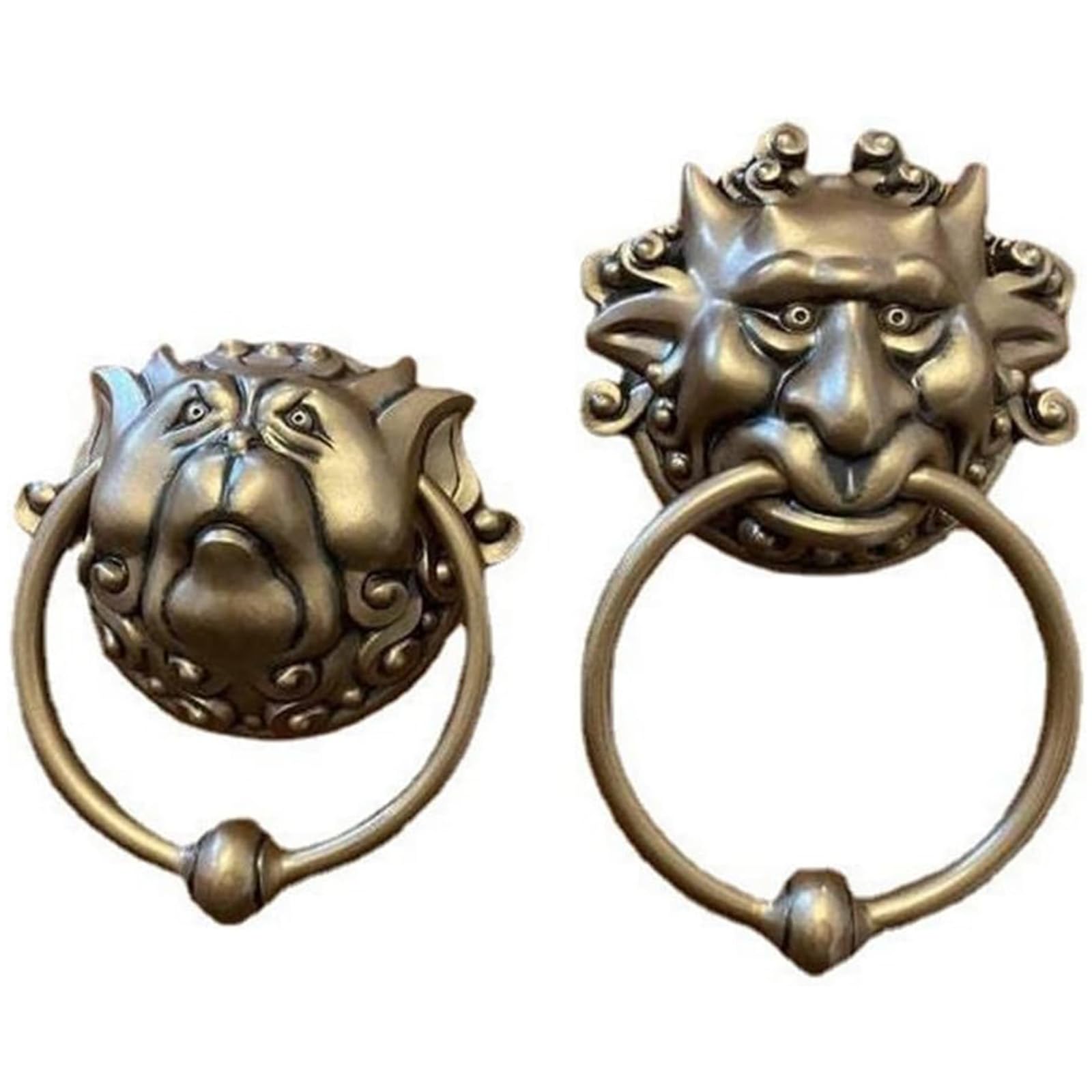 Zihpil Vintage Gate Knocker Handle Pull Door Accessories Home Decor, 2pcs Resin Labyrinth Door Knocker Front Door Knocker Dragon Face Door Knob for Wall Hanging Door Art Deco