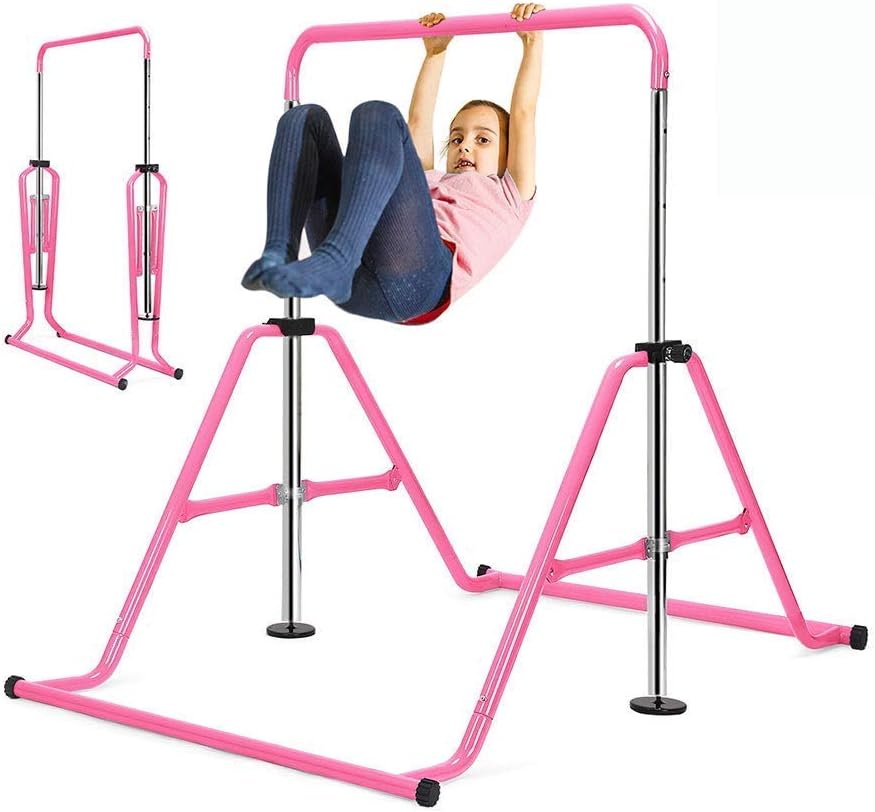 Gymnastic Bar Kids Grip Training Gym Training Bar for Home Folding Adjustable Height Expandable Kip Bar Balance Beam Indoor Outdoor