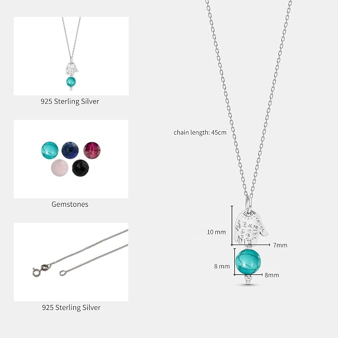 ADITA GOLD Turquoise Pendant Necklace for Women, 925 Sterling Silver