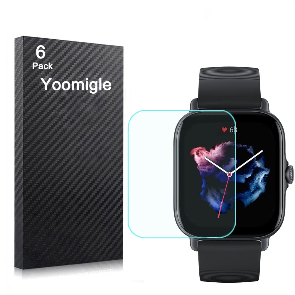 Yoomigle 6 Pack Compatible with Amazfit GTS 3 Screen Protector Film for Amazfit GTS3 Smartwatch Screen Protectors Foils Screen Cover Crystal Clear HD Anti-Scratch Anti-Fingerprint