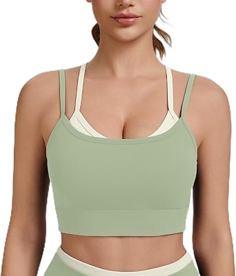 FITTOO Womens Workout Sports Bra Double Layer Adjustable Straps High Support Removed Pads Gym Yoga Running Crop Tank Top