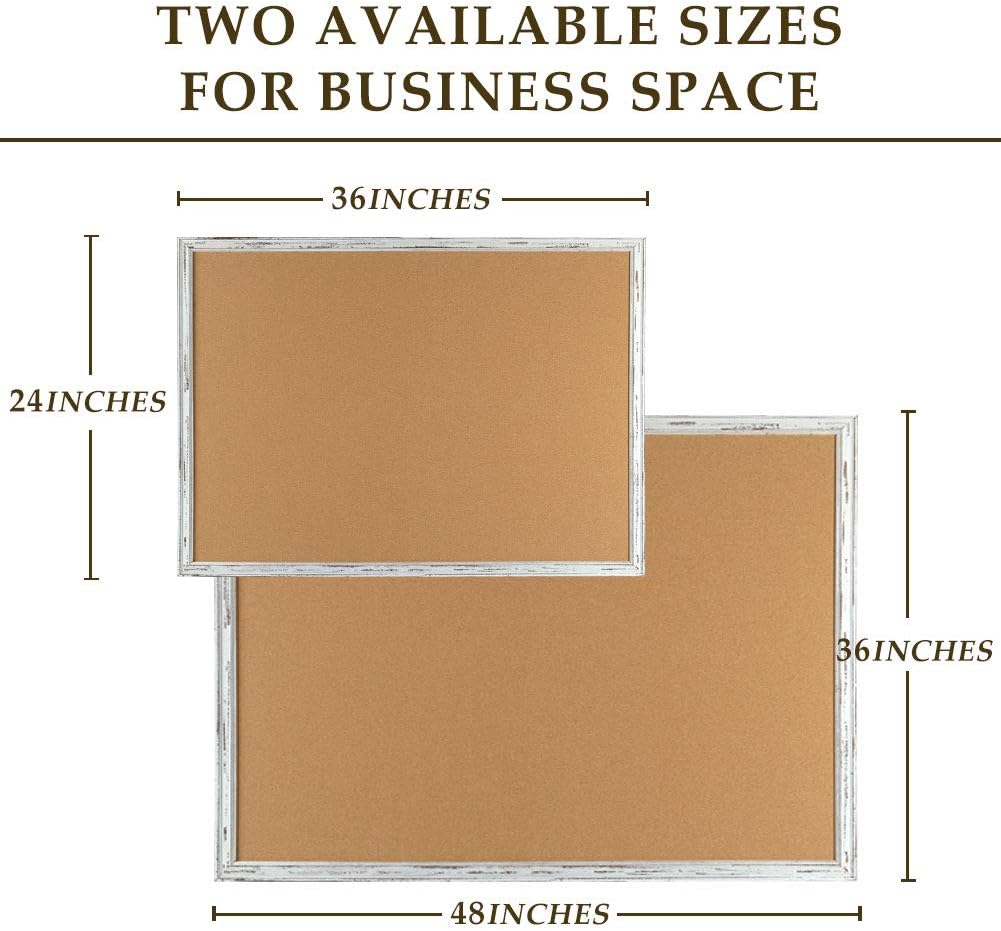 QUEENLINK Cork Board, White Framed Bulletin Board for Wall, 48” x 36” Wall Mounted Vision Board Decorative Poster Board with 10 Push Pins for Home & Office