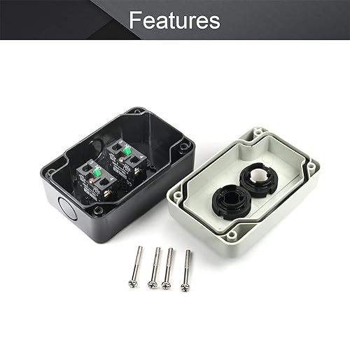 Miniatura 3 de Fielect 1 NO negro 1 NO botón blanco interruptor de la estación de interruptor momentáneo interruptor interruptor pulsador caja de estación de