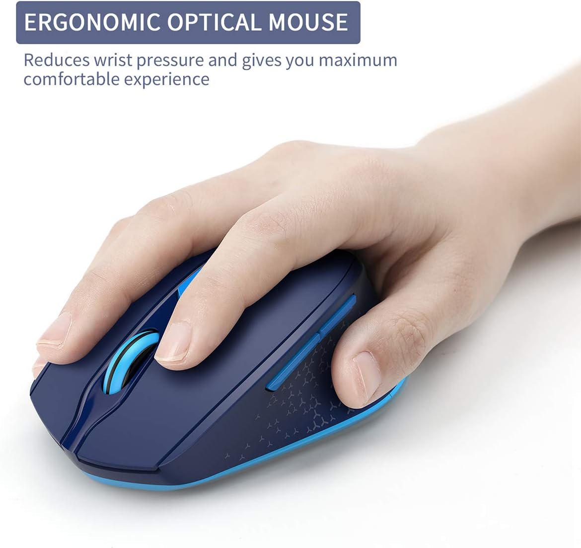 seenda Wireless Mouse, Silent Dual Mode(BT 4.0+USB) Wireless Mouse,Long Battery Life,1000/1600/2400 Adjuatable DPI, Blue