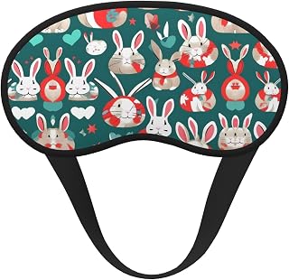 Bunny Rabbits Print Blackout Sleep Mask - Side Sleeper Eye Cover, Soft Comfort, Perfect for Travel, Meditation