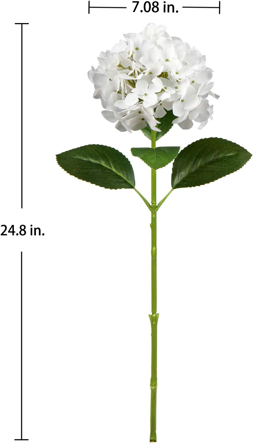 Briful Hydrangea Artificial Flowers Real Touch Hydrangea Flowers 24.8" Tall Fake Flowers Hydrangea Plants Long Stem White Artificial Flowers Outdoor - Image 3