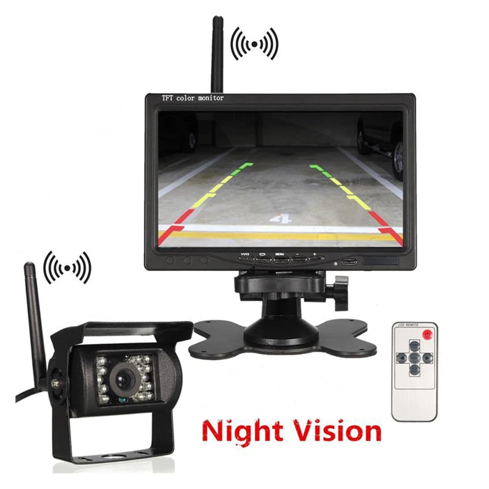 Kamery Cofania Samochodów Monitor Samochodowy 7-calowy Wyświetlacz TFT LCD Bezprzewodowa Kamera Cofania Monitor Do Monitora Z Tyłu Samochodu W Autobusie