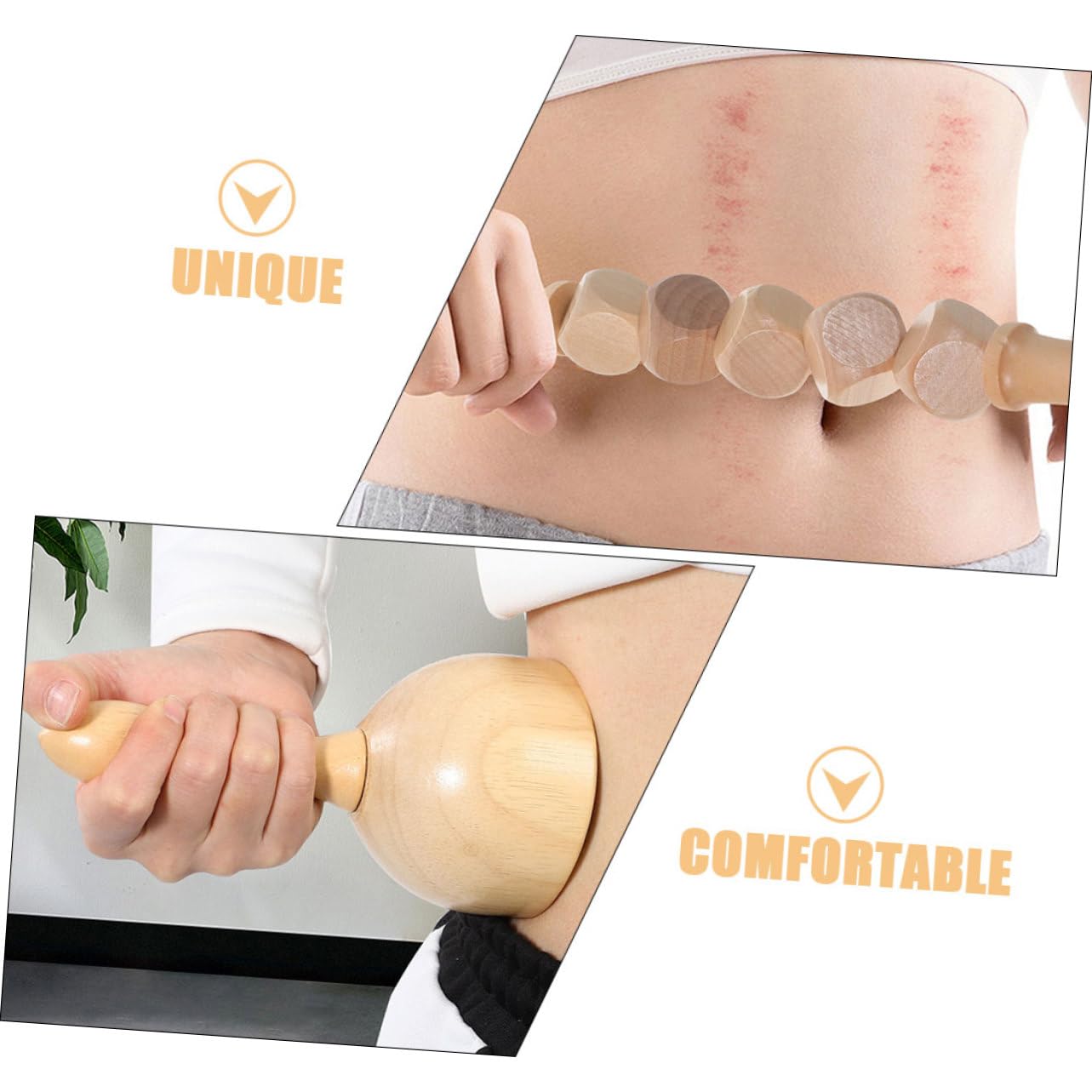 Beavorty Herramienta de Masaje Corporal de Madera, Rodillo Terapéutico Portátil Masaje de Puntos para Espalda y Cuello