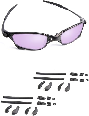 2 Pairs Soft Silicone Sunglass Nose Pads Ear Socks Kits for Oakley Juliet/Juliet Vented/X Metal XX, Anti-Slip Comfort Fit Glasses Nose Piece Arm Sleeve Replacement Kits Black