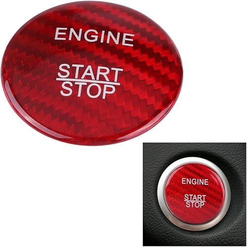 Miniatura 7 de Keenso Cubierta de botón de arranque de motor de fibra de carbono para A B C GLC GLA CLA ML GL Clase W176 W246 W205 X253 X156 C117 (rojo)
