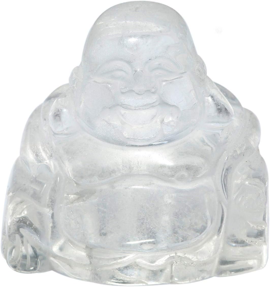 Nupuyai Rock Crystal Laughing Buddha Figurine Gemstone Lucky Buddha
