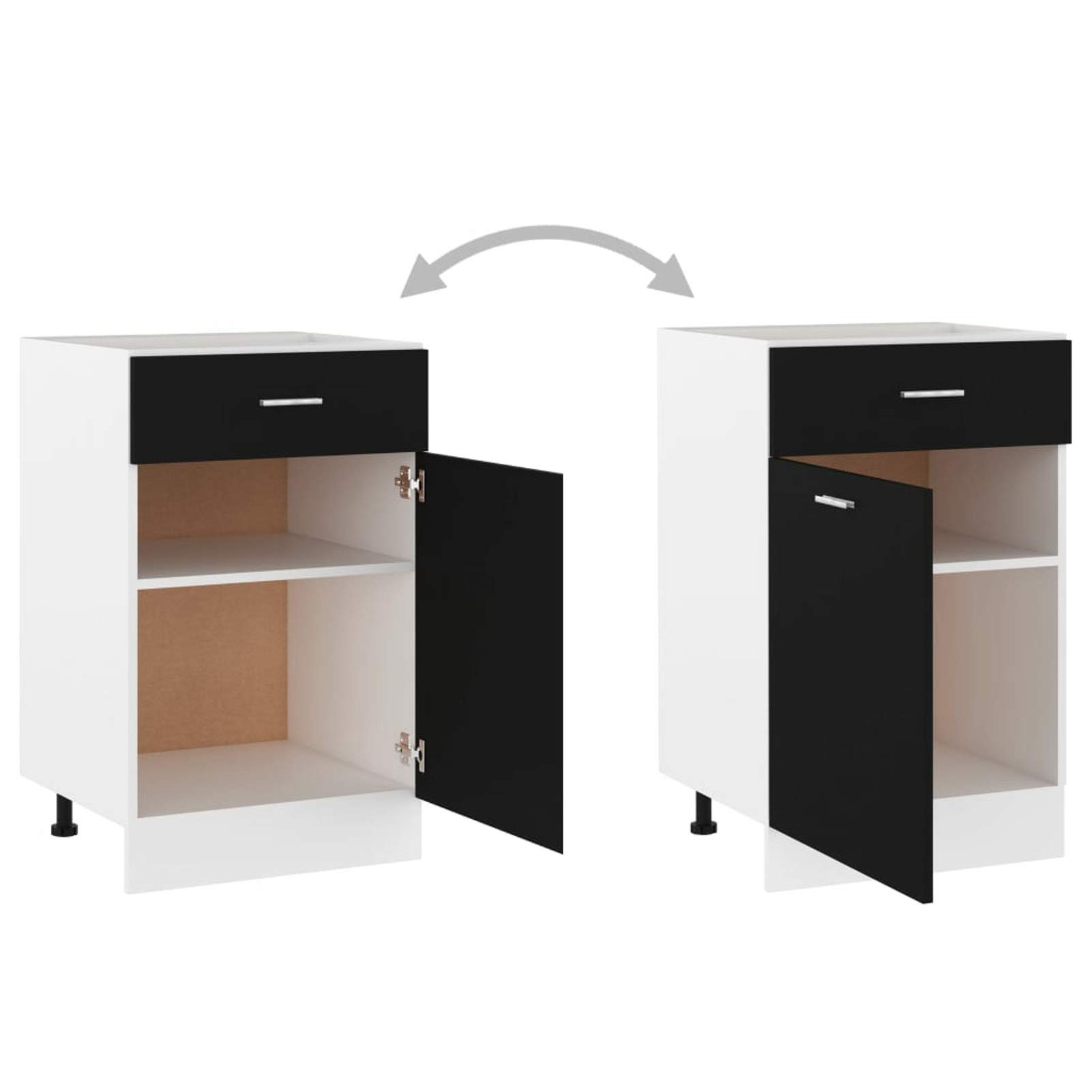 BaraSh Schubunterschrank Schwarz 50x46x81,5 cm Holzwerkstoff KüChenunterschrank Vorratsschrank KüChe SpüLenunterschrank KüChen Unterschrank