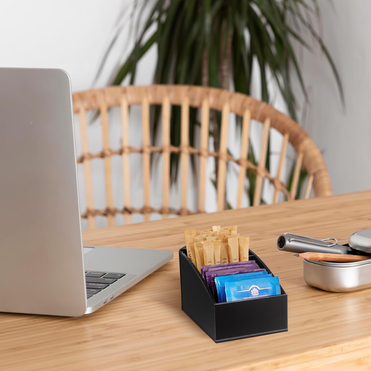 BESTonZON Porta Bustine di tè in Acrilico, Scatola con 3 Scomparti, Organizzatore per Zucchero E Snack, Porta Bustine Zucchero per Stazione di caffè, Ideale per Casa E Bar, Design Elegante