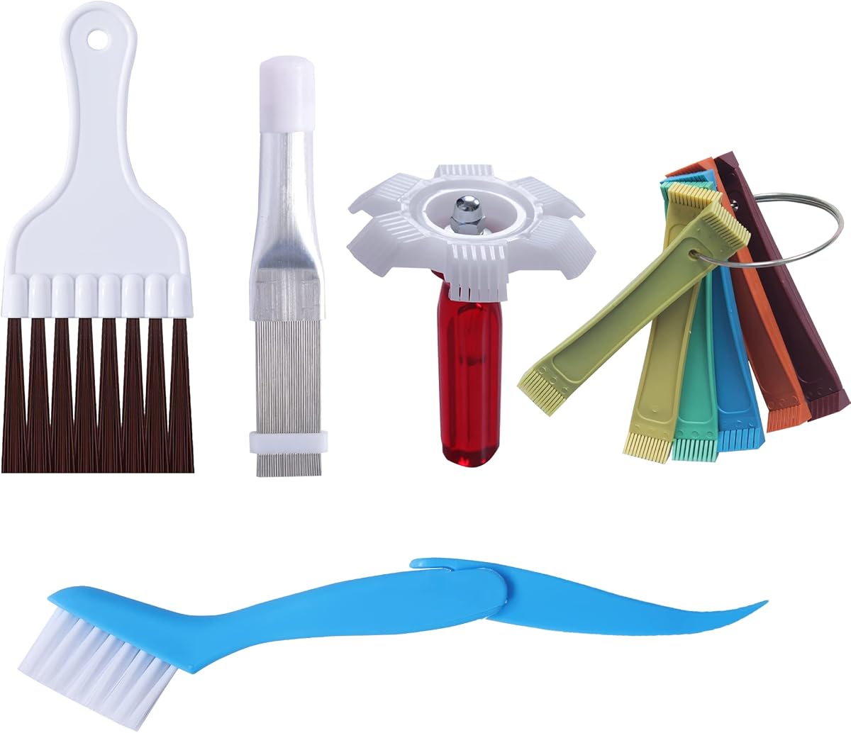 10 Pcs Air Conditioner Fin Comb Cleaner kit AC Coil Cleaning Brush 5 Different Fin Combs Condenser Fin Straightener AC Evaporator Comb Radiator Repair Clean Tool (Multicolor)