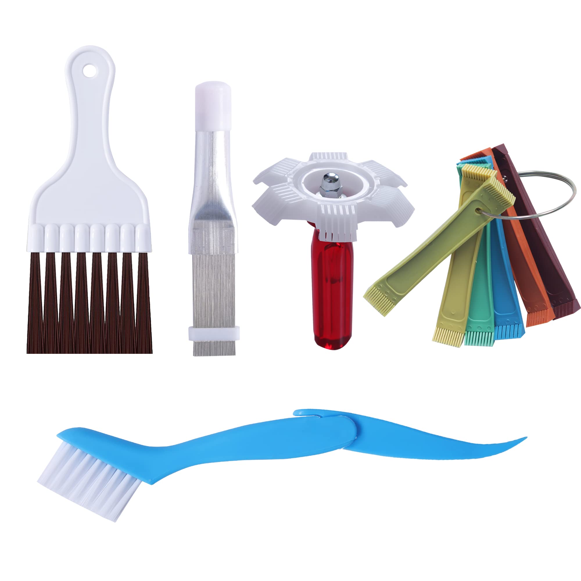 LONCHDAN 10 Pcs Air Conditioner Fin Comb Cleaner kit AC Coil Cleaning Brush 5 Different Fin Combs Condenser Fin Straightener AC Evaporator Comb Radiator Repair Clean Tool (Multicolor)